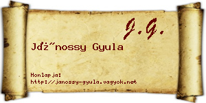 Jánossy Gyula névjegykártya