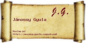 Jánossy Gyula névjegykártya